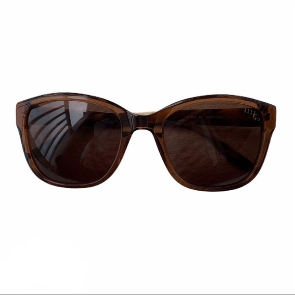 Elle EL 14824 Brown Square Frame Full Rim Acetate Brown Lens Designer Sunglasses